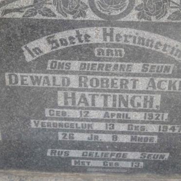 HATTINGH Dewald Robert Ackloo 1921-1947