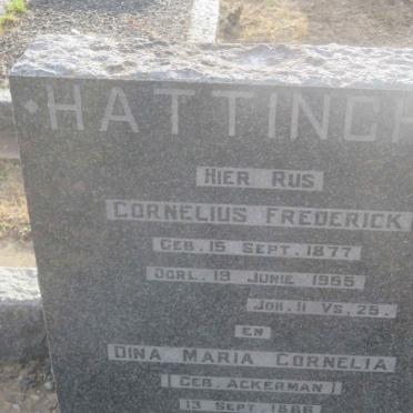 HATTINGH Cornelius Frederick 1877-1955 &amp; Dina Maria Cornelia ACKERMAN 1886-1955