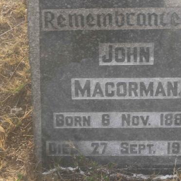 MACORMAN John 1886-1954