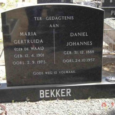 BEKKER Daniel Johannes 1888-1957 &amp; Maria Gertruida DE WAAL 1901-1973