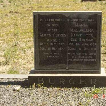 BURGER Alwyn Petrus 1896-1977 &amp; Maria Magdalena STRYDOM 1897-1971