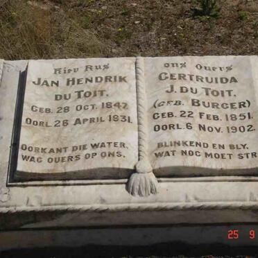 TOIT Jan Hendrik, du 1847-1931 &amp; Gertruida J. BURGER 1851-1902