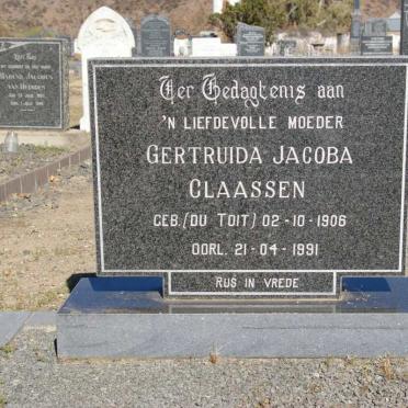 CLAASSEN Gertruida Jacoba nee DU TOIT 1906-1991