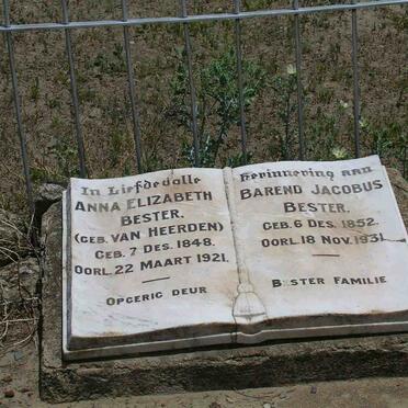 BESTER Barend Jacobus 1852-1931 &amp; Anna Elizabeth VAN HEERDEN 1848-1921