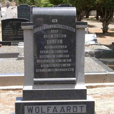 WOLFAARDT Elise nee PIENAAR 1913-1987 :: WOLFAARDT Izak Petrus 1943-1997