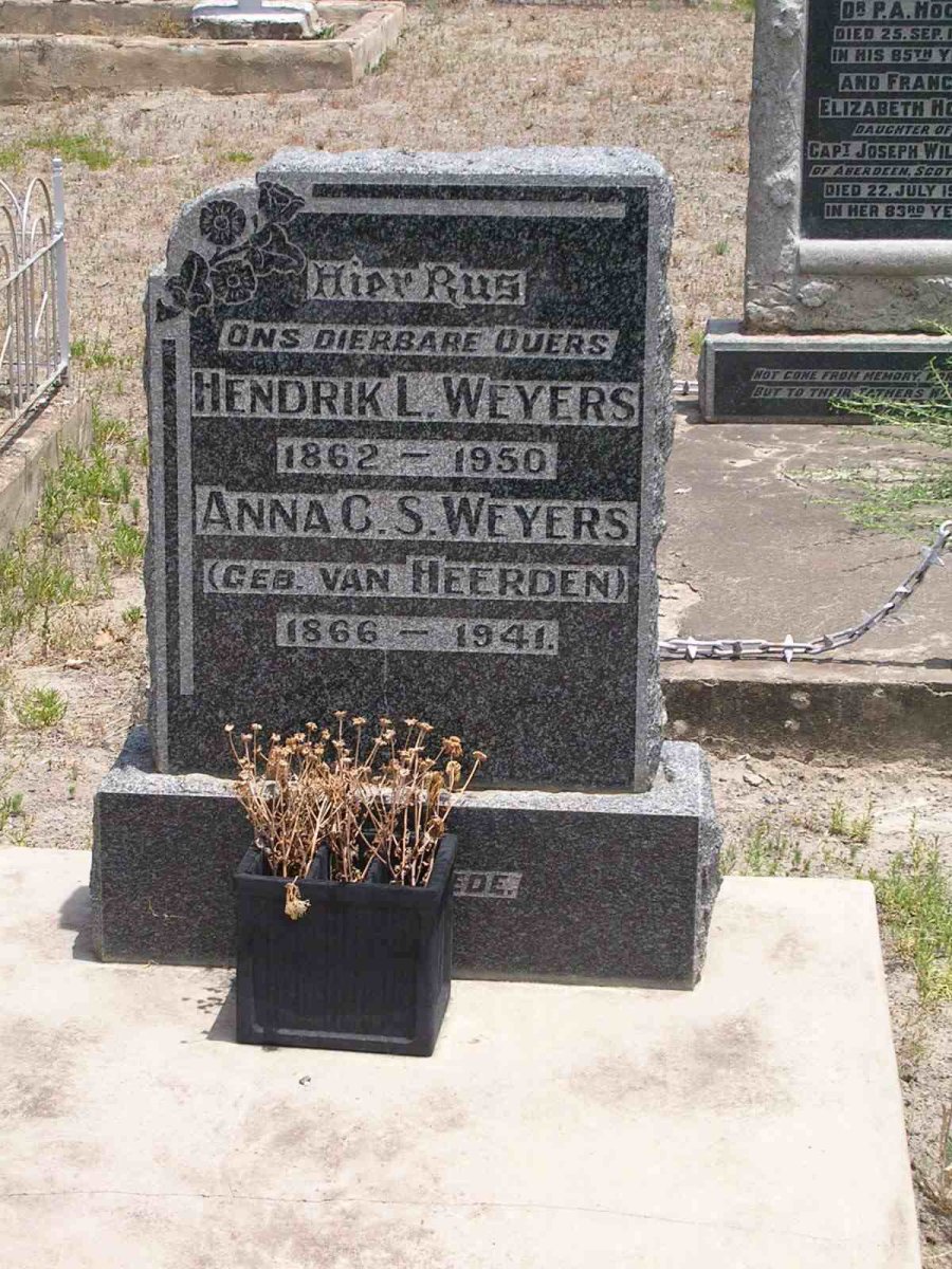 WEYERS Hendrik L. 1862-1950 &amp; Anna C.S. VAN HEERDEN 1866-1941