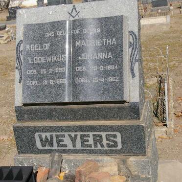 WEYERS Roelof Lodewikus 1893-1968 &amp; Magrietha Johanna 1894-1962