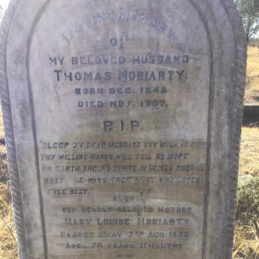 MORIARTY Thomas 1848-1907 &amp; Mary Louise -1932