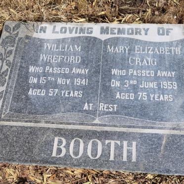 BOOTH William Wreford -1941 &amp; Mary Elizabeth Craig -1959