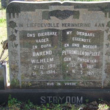 STRYDOM Barend Wilhelm 1911-1984 &amp; Petronella Du Preez POTGIETER 1917-1971
