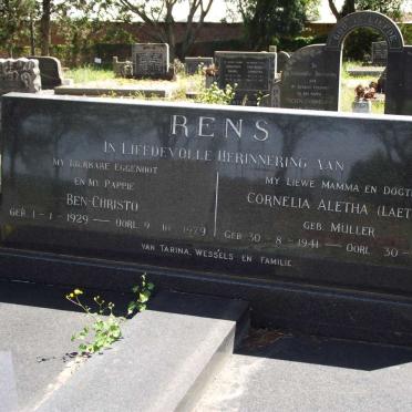 RENS Ben-Christo 1929-1979 &amp; Cornelia Aletha  MULLER 1941-1986