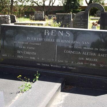 RENS Ben-Christo 1929-1979 &amp; Cornelia Aletha  MULLER 1941-1986