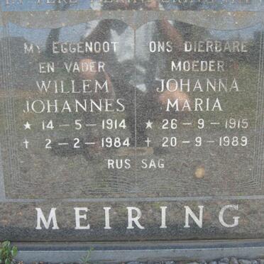 MEIRING Willem Johannes 1914-1984 &amp; Johanna Maria 1915-1989