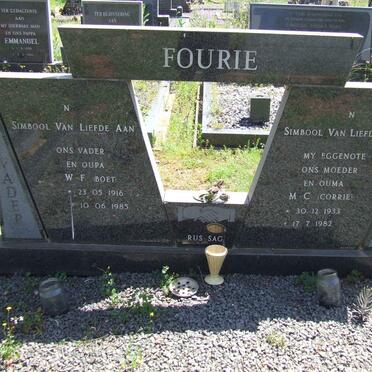 FOURIE W.F. 1916-1985 &amp; M.C. 1933-1982