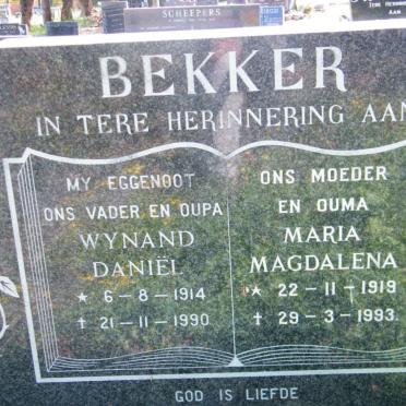 BEKKER Wynand Daniel 1914-1990 &amp; Maria Magdalena 1919-1993