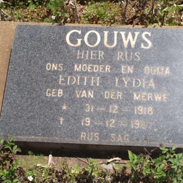 GOUWS Edith Lydia VAN DER MERWE 1918-1987