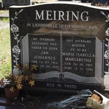 MEIRING Jan Johannes 1914-1989 &amp; Maria Isabella Margaretha 1915-1996