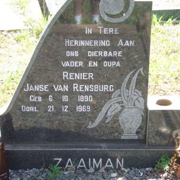 ZAAIMAN Reinier Janse van Rensburg 1890-1969