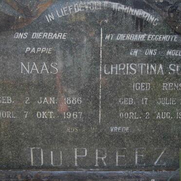 PREEZ Naas, du 1886-1967 &amp; Christina Susanna RENS 1884-1949