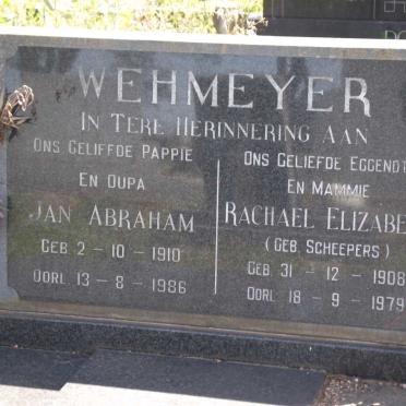 WEHMEYER Jan Abraham 1910-1986 &amp; Rachel Elizabeth SCHEEPERS 1906-1979