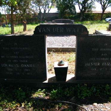 WALT Lourens Daniel, van der 1923-1977 &amp;  Hester Elizabeth 1925-1984