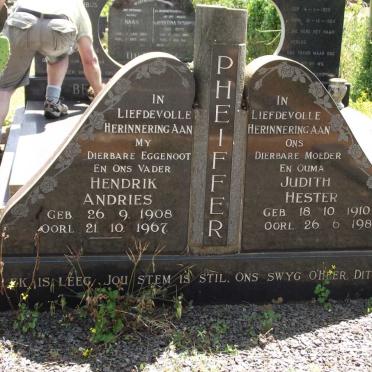 PHEIFFER Hendrik Andries 1908-1967 &amp; Judith Hester 1910-1980