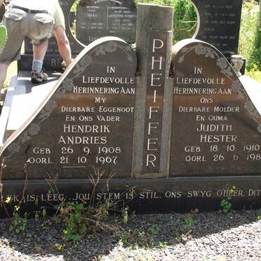 PHEIFFER Hendrik Andries 1908-1967 &amp; Judith Hester 1910-1980