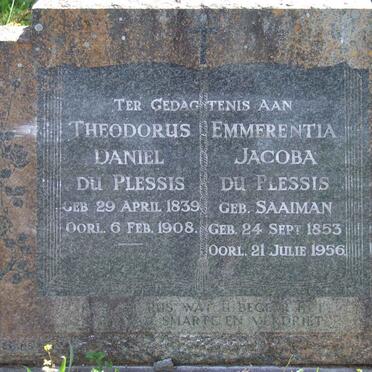 PLESSIS Daniel, du 1839-1908 &amp; Emerentia Jacoba SAAIMAN 1853-1956