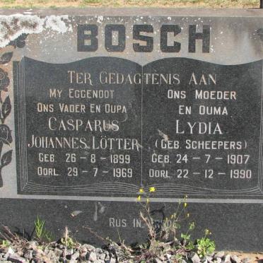 BOSCH Casparus Johannes Lötter 1899-1969 &amp; Lydia SCHEEPERS 1907-1990