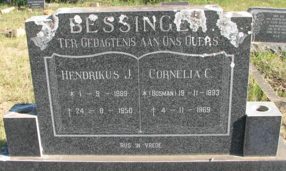 BESSINGER Hendrikus J. 1889-1950 &amp; Cornelia C. BOSMAN 1893-1969