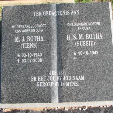 BOTHA M.J. 1940-2008 &amp; H.S.M. 1942-
