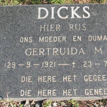 DICKS Gertruida M. 1921-1981