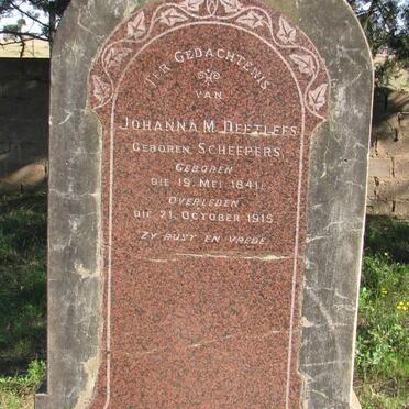 DEETLEFS Johanna M. nee SCHEEPERS 1841-1915