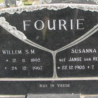 FOURIE Willem S.M. 1892-1967 &amp; Susanna E. JANSE VAN RENSBURG 1905-1995