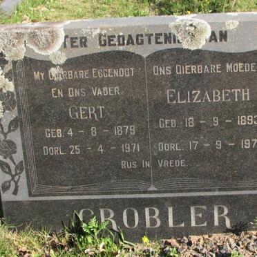 GROBLER Gert 1879-1971 &amp; Elizabeth 1893-1976