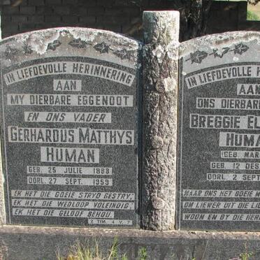 HUMAN Gerhardus Matthys 1888-1959 &amp; Breggie Elizabeth MARITZ 1890-1970