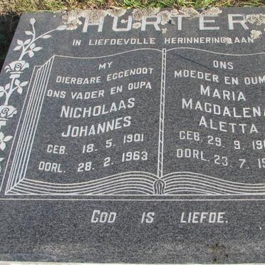 HURTER Nicolaas Johannes 1901-1963 &amp; Maria Magdalena Aletta 1907-1987