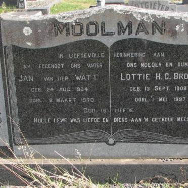 MOOLMAN Jan Van der Watt 1904-1970 &amp; Lottie H.C. BROWN 1908-1997