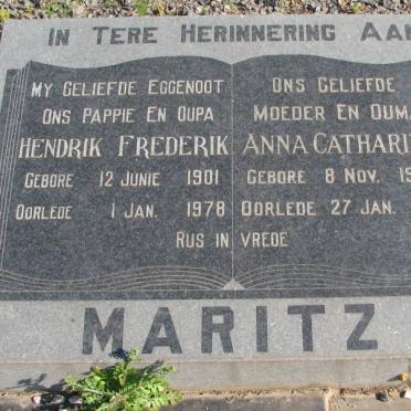 MARITZ Hendrik Frederik 1901-1978 &amp; Anna Catharina 1909-1986