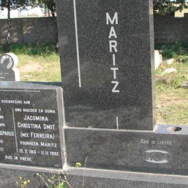 MARITZ Johannes Casparus 1905-1971 &amp; Jacomina Christina SMIT formerly MARITZ nee FERREIRA 1913-1992 ::  SMIT Jac 1921-1997