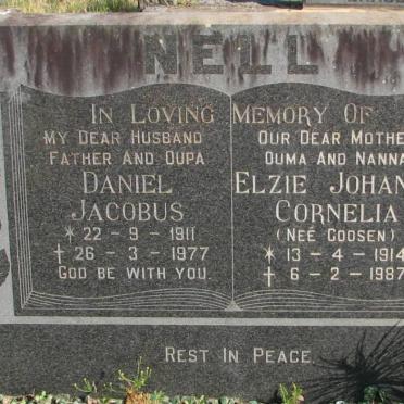 NELL Daniel Jacobus 1911-1977 &amp; Elzie Johanna Cornelia GOOSEN 1914-1987