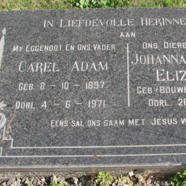 BUCHER Carel Adam 1897-1971 &amp; Johanna Christina Elizabeth BOUWER 1895-1977