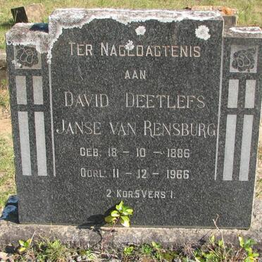 RENSBURG David Deetlefs, Janse van 1886-1966