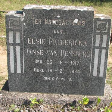 RENSBURG Elsie Fredericka, Janse van 1917-1964