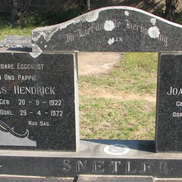 SNETLER Lukas Hendrick 1922-1972 &amp; Joan SNETLER VAN ZYL 1932-1987