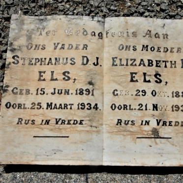 ELS Stephanus D.J. 1891-1934 &amp; Elizabeth M. 1889-1933