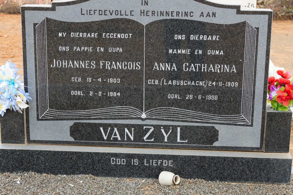 ZYL Johannes Francois, van 1903-1984 &amp; Anna Catharina LABUSCHAGNE 1909-1998