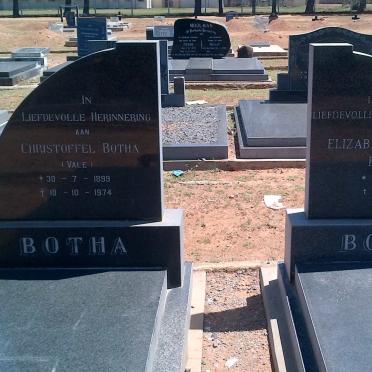 BOTHA Christoffel 1899-1974 &amp; Elizabeth Maria 1899-2000