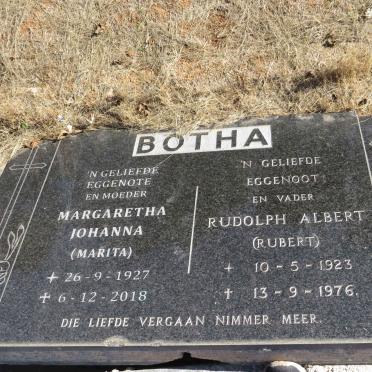BOTHA Rudolph Albert 1923-1976 &amp; Margaretha Johanna 1927-2018