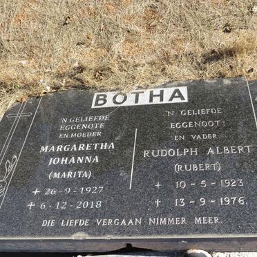 BOTHA Rudolph Albert 1923-1976 &amp; Margaretha Johanna 1927-2018